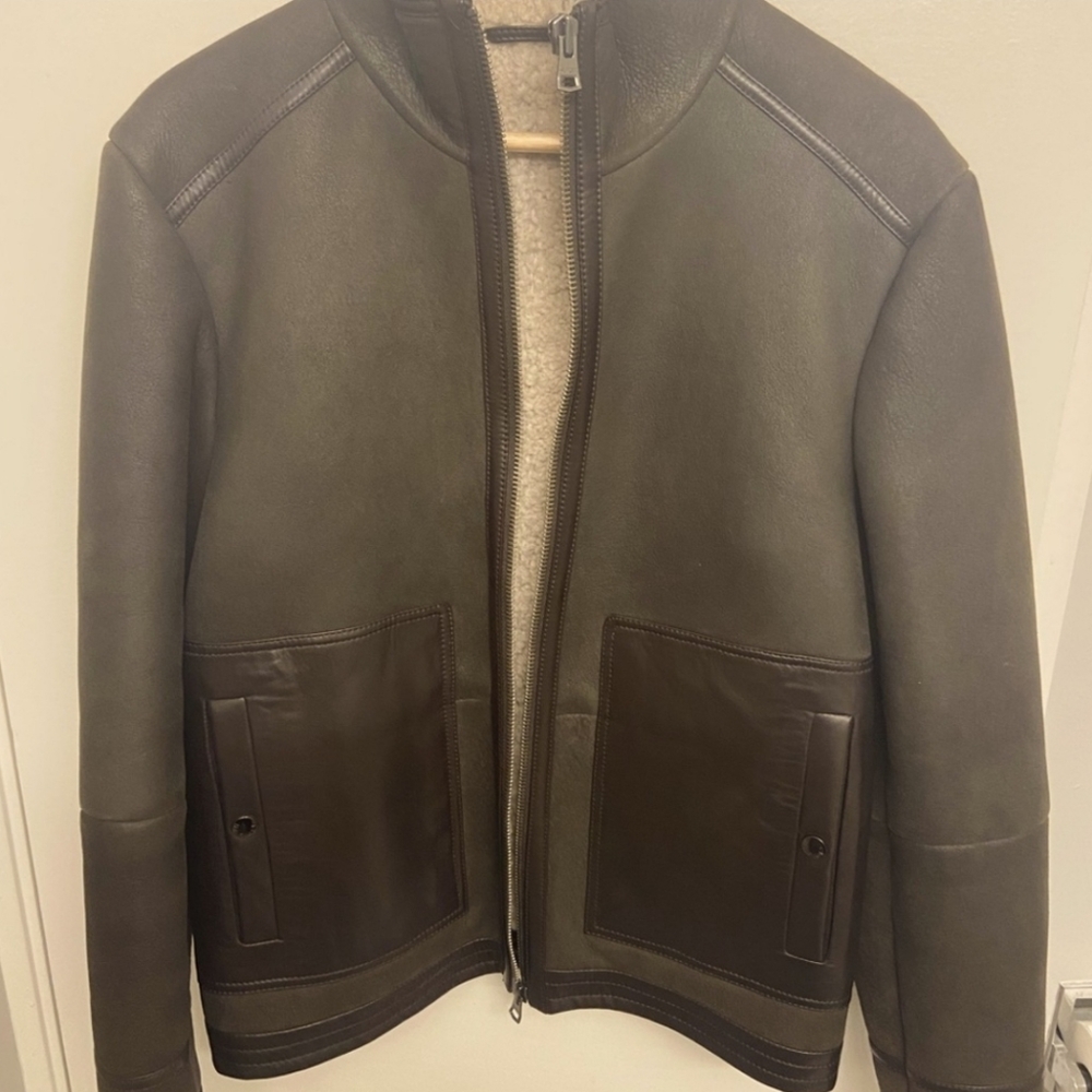 Tommy Hilfiger Collection 100% Shearling Leather Jacket - Picture 2 of 8